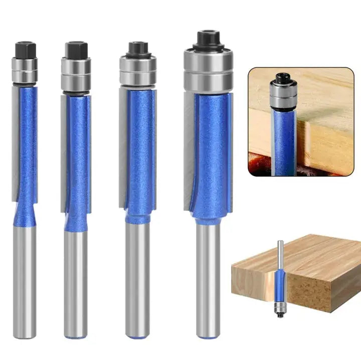 4-Piece Flush Trim Router Bit Set for Clean Edges