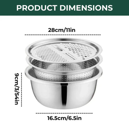 3-in-1 Batter Bowl Set with Grater & Strainer Lid