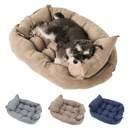 3-in-1 Pet Bed - Lounger, Mat, and Snuggle Cave