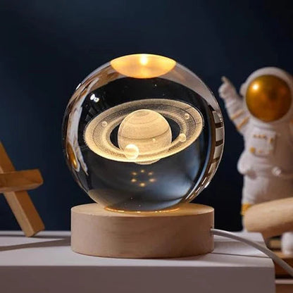 3D Crystal Globe Lamp with Warm LED Night Glow