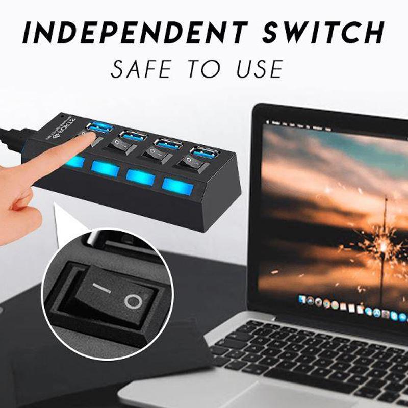 4 or 7-Port USB Hub with Power Switches