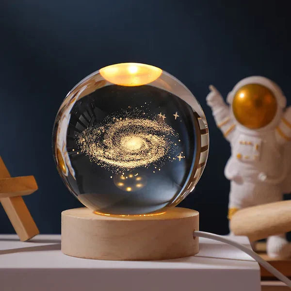 3D Crystal Globe Lamp with Warm LED Night Glow