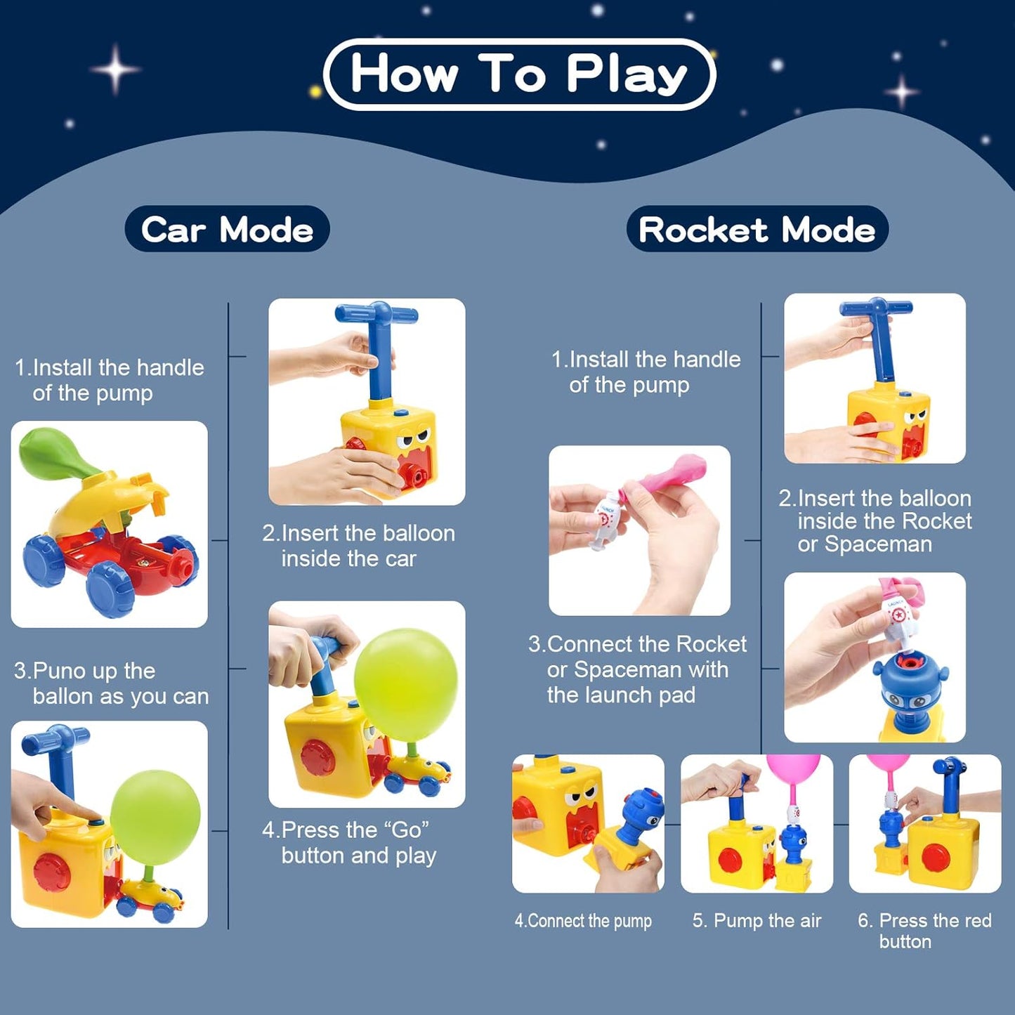 Balloon-Powered STEM Toy - Air Car and Rocket Set