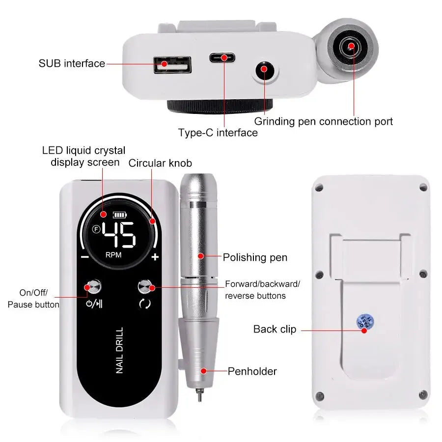 Electric Nail File and Manicure Tool for Home Care