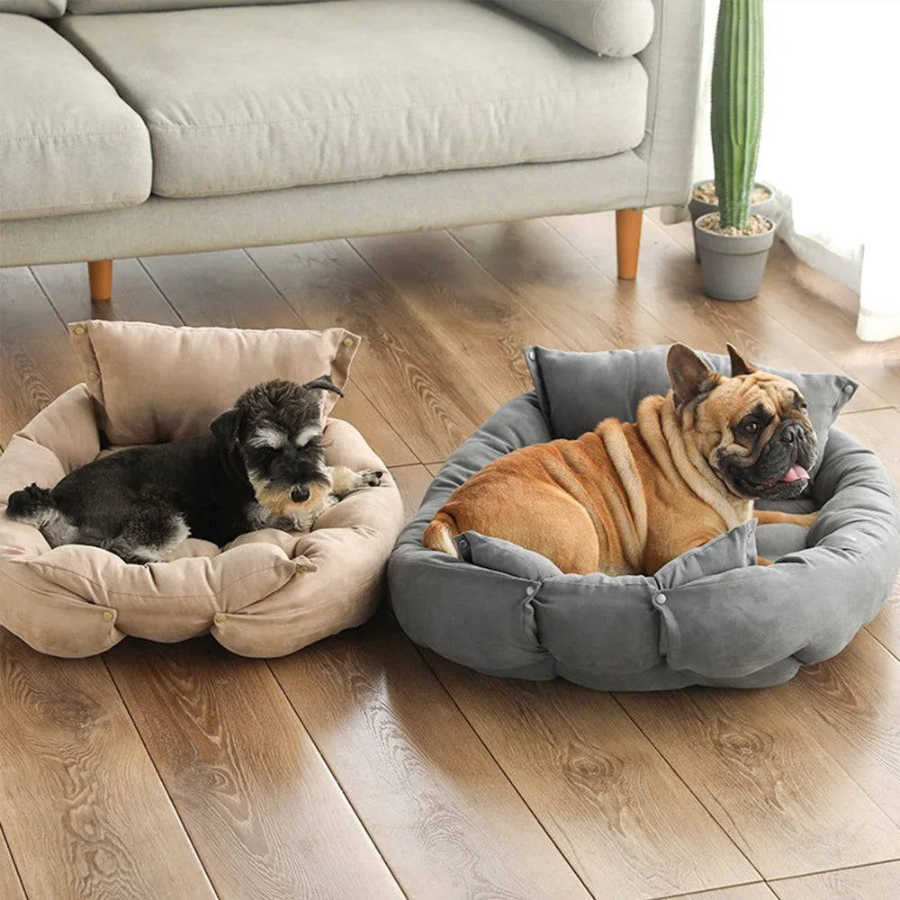 3-in-1 Pet Bed - Lounger, Mat, and Snuggle Cave