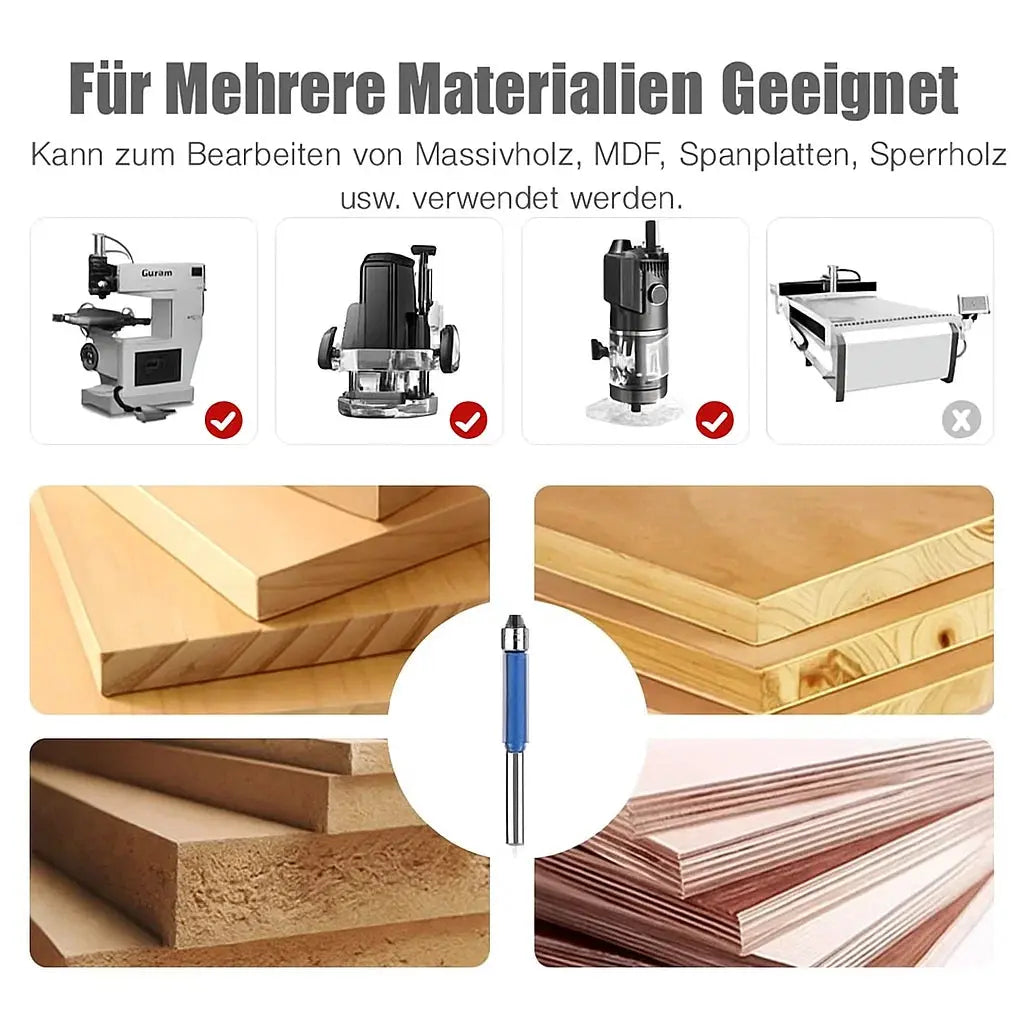 4-Piece Flush Trim Router Bit Set for Clean Edges