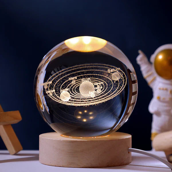 3D Crystal Globe Lamp with Warm LED Night Glow