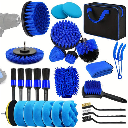 28-Piece Car Wash Brush Set with Drill Attachments
