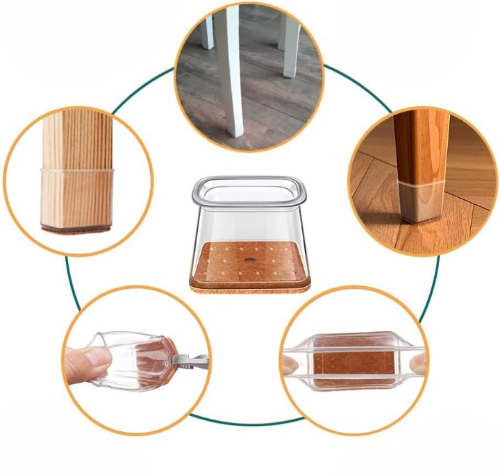 24-Pack Square Chair Leg Caps 13-19 mm