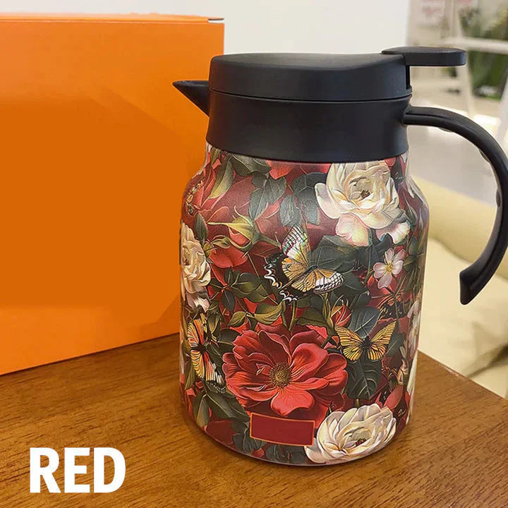 1L Insulated Floral Jug - Stainless Steel Push-Button