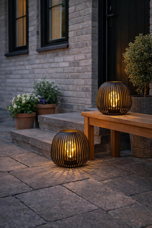 Solar Metal Lantern 20cm - Warm White Outdoor Light