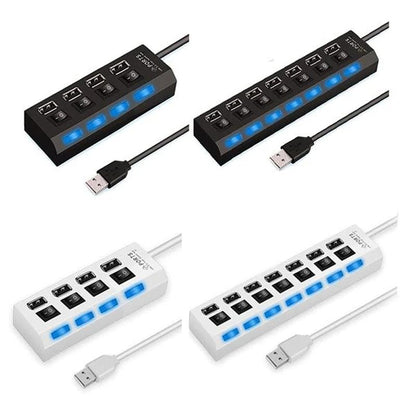 4 or 7-Port USB Hub with Power Switches