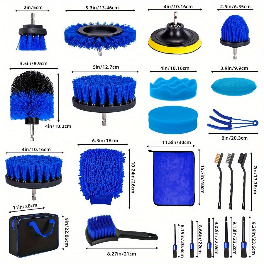 28-Piece Car Wash Brush Set with Drill Attachments