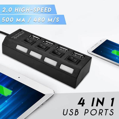 4 or 7-Port USB Hub with Power Switches