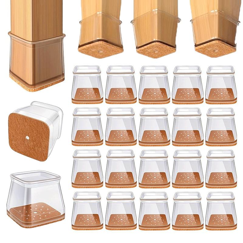 24-Pack Square Chair Leg Caps 13-19 mm