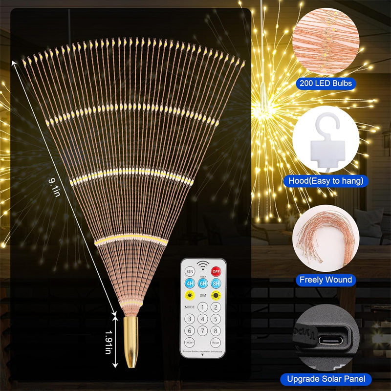 200 LED Solar String Lights - Firework Starburst