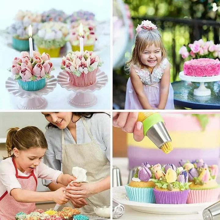 12-Piece Tulip Piping Tip Set with Silicone Bag