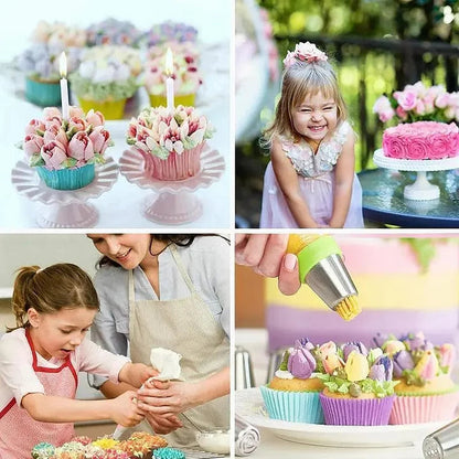 12-Piece Tulip Piping Tip Set with Silicone Bag
