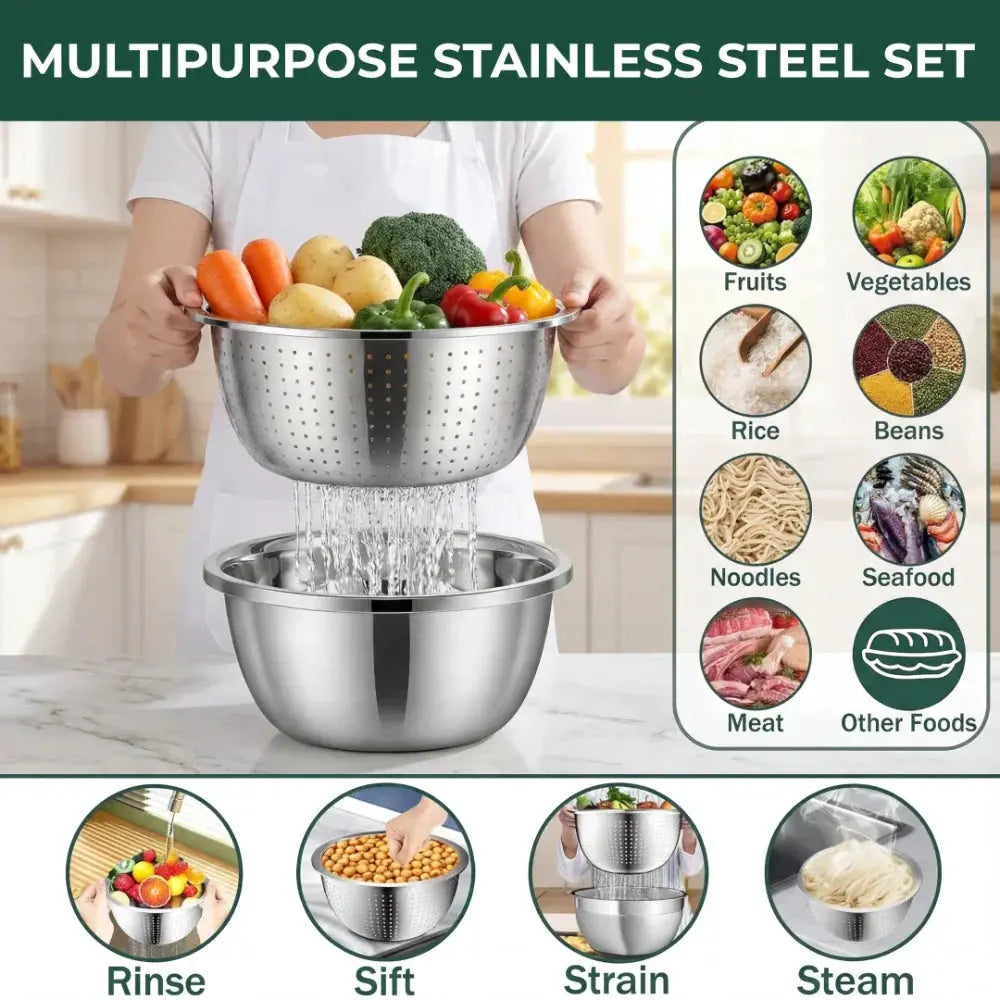3-in-1 Batter Bowl Set with Grater & Strainer Lid