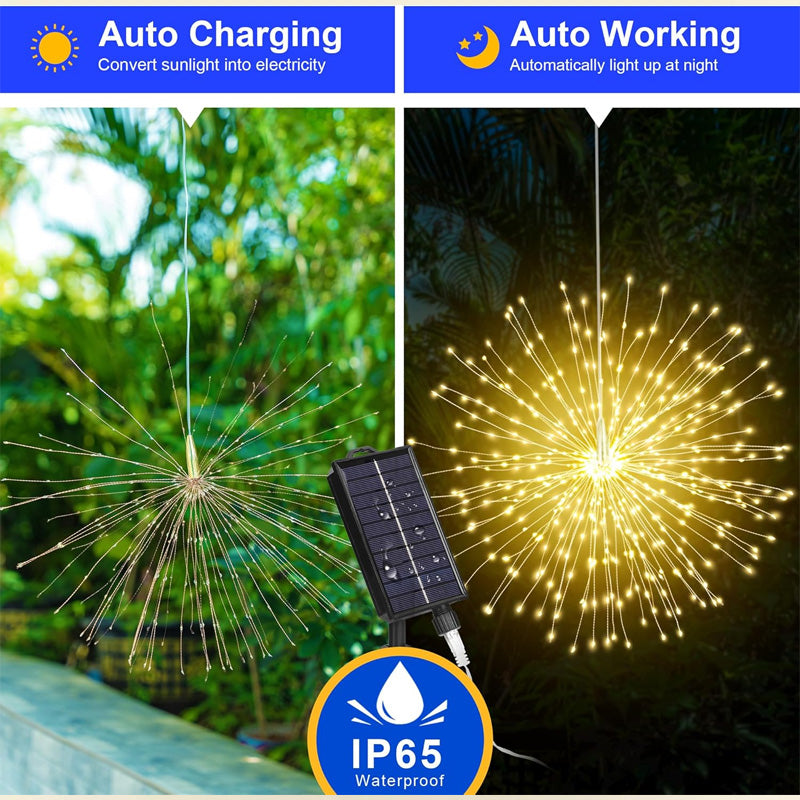 200 LED Solar String Lights - Firework Starburst