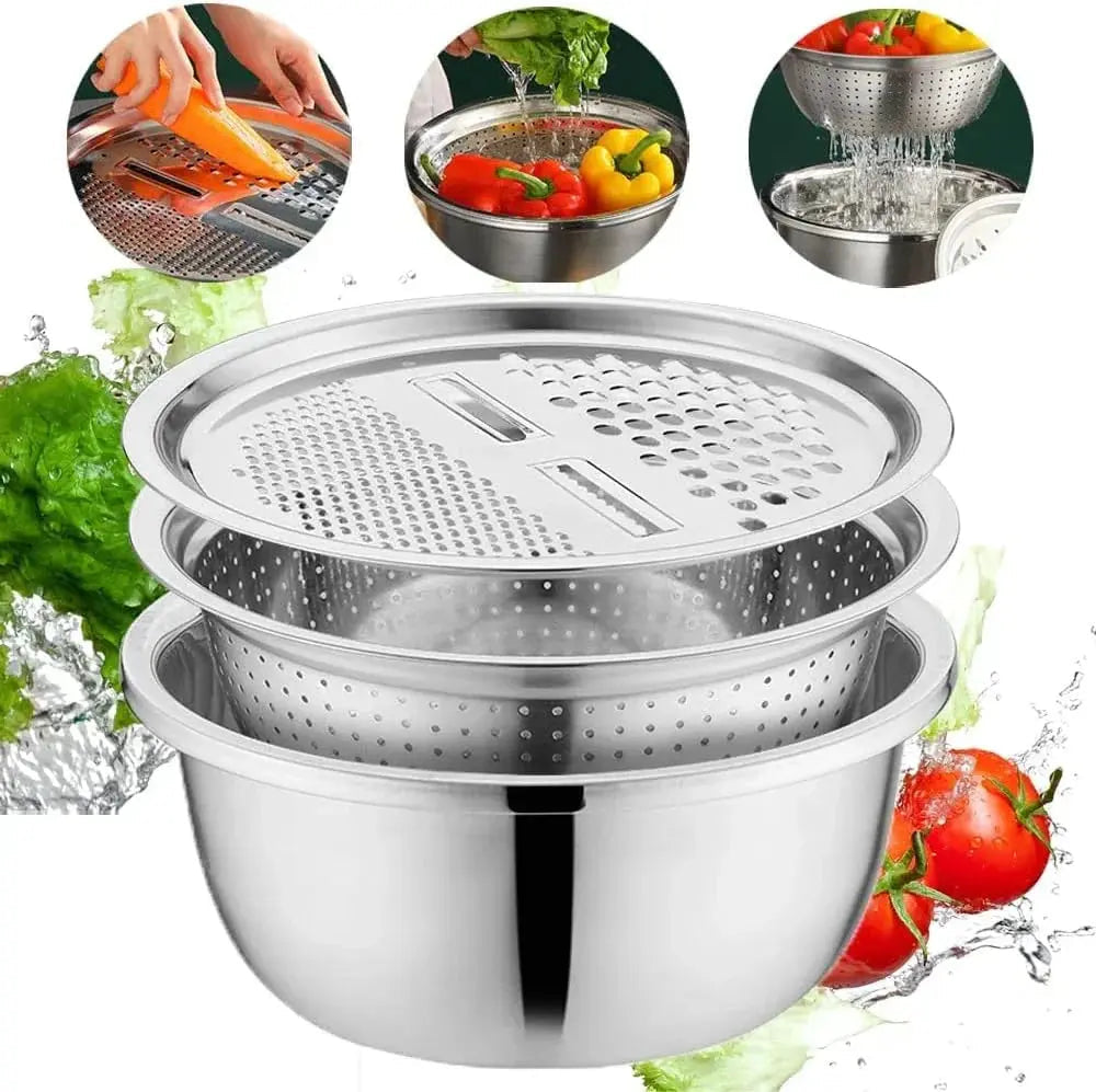 3-in-1 Batter Bowl Set with Grater & Strainer Lid