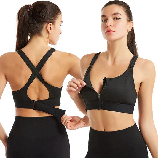 2-in-1 Zip-Front Support Sports Bra