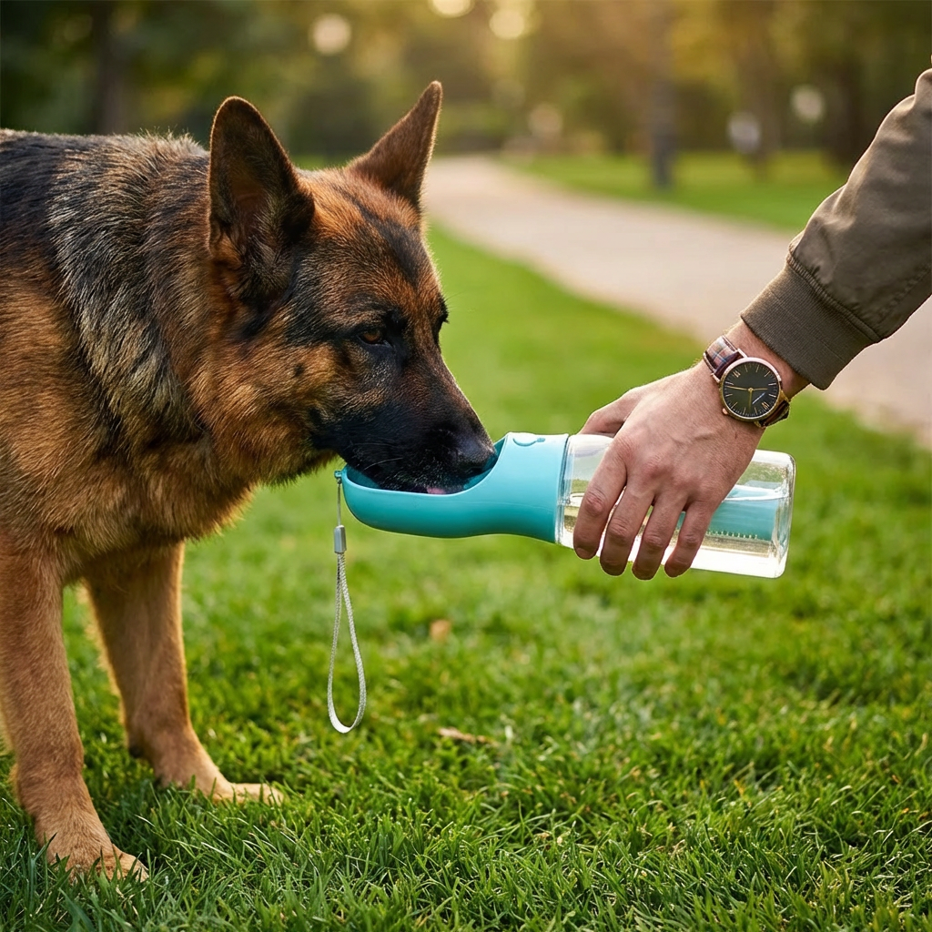3-in-1 Pet Water Bottle with Food & Waste Bag Holder