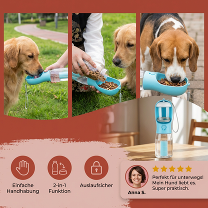 3-in-1 Pet Water Bottle with Food & Waste Bag Holder