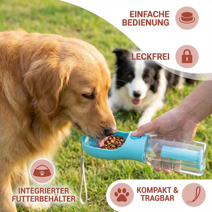3-in-1 Pet Water Bottle with Food & Waste Bag Holder
