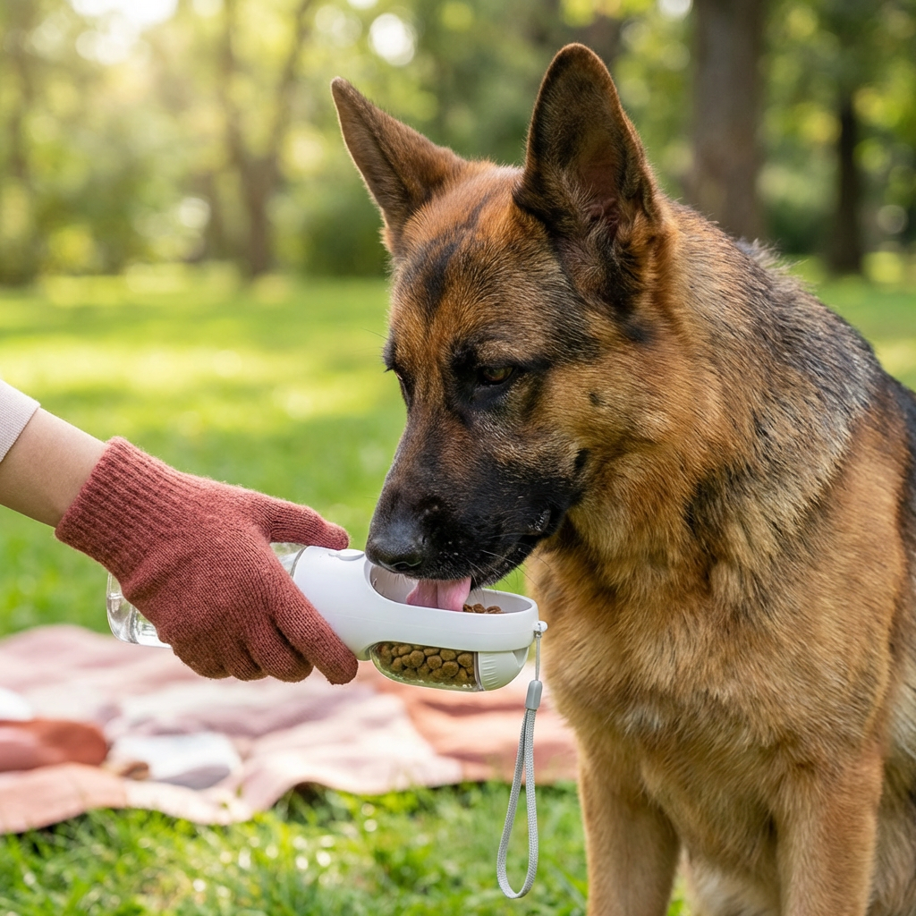 3-in-1 Pet Water Bottle with Food & Waste Bag Holder