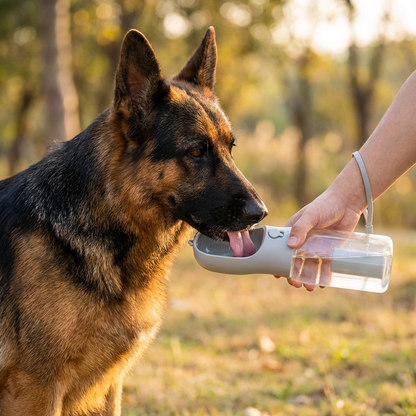 3-in-1 Pet Water Bottle with Food & Waste Bag Holder
