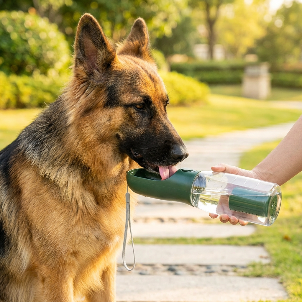 3-in-1 Pet Water Bottle with Food & Waste Bag Holder