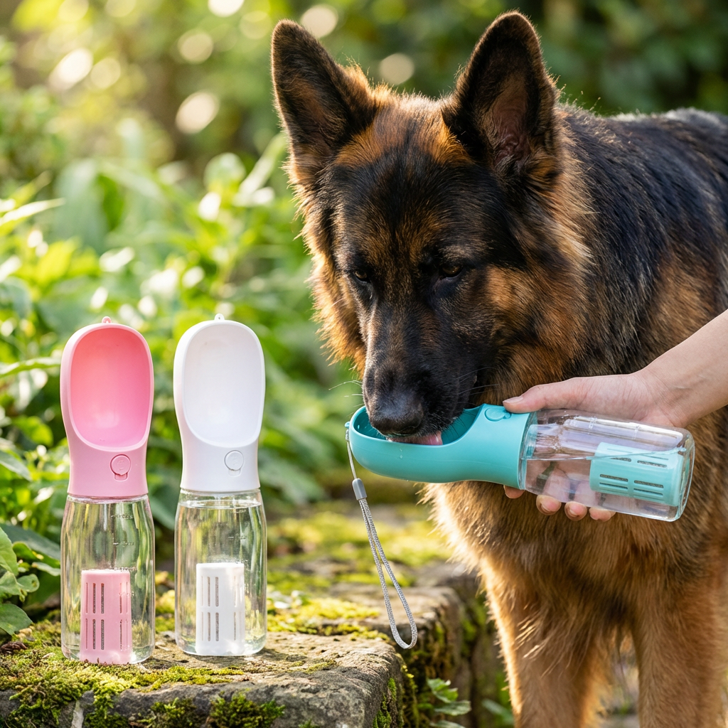 3-in-1 Pet Water Bottle with Food & Waste Bag Holder