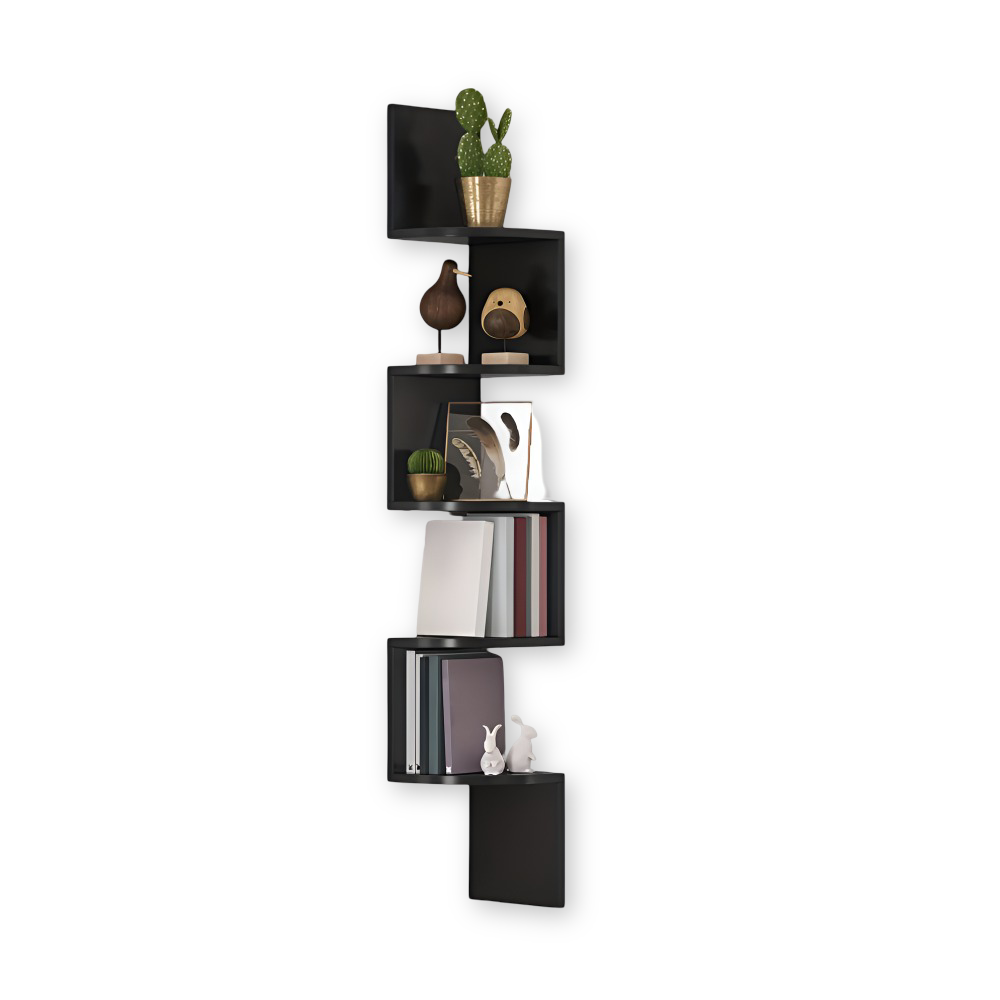 5-Tier Zigzag Corner Shelf for Space-Saving Storage