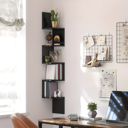 5-Tier Zigzag Corner Shelf for Space-Saving Storage