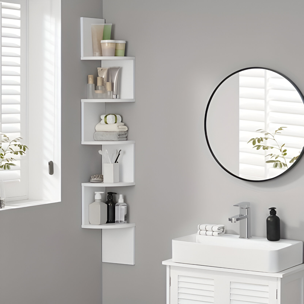 5-Tier Zigzag Corner Shelf for Space-Saving Storage