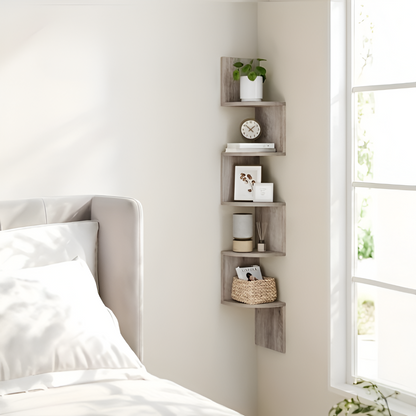 5-Tier Zigzag Corner Shelf for Space-Saving Storage