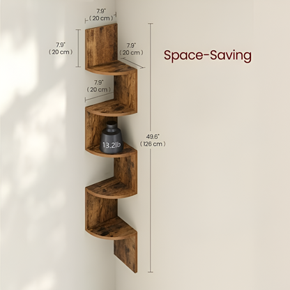 5-Tier Zigzag Corner Shelf for Space-Saving Storage