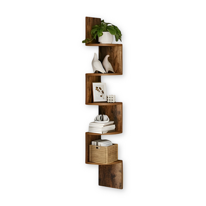 5-Tier Zigzag Corner Shelf for Space-Saving Storage