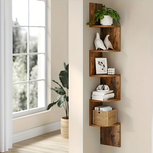 5-Tier Zigzag Corner Shelf for Space-Saving Storage
