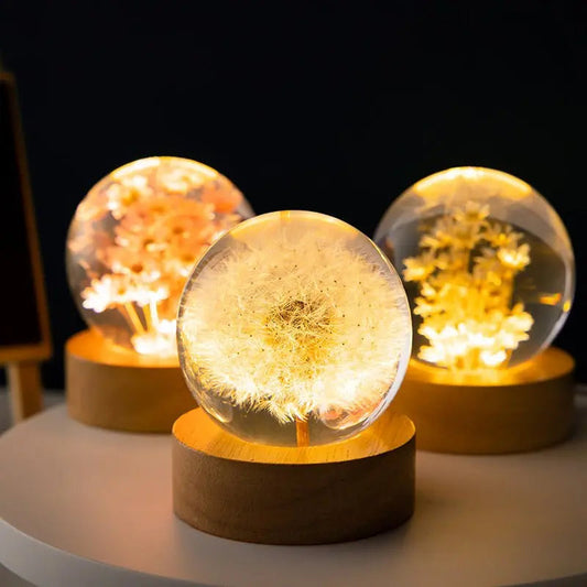 3D Flower Crystal Ball Night Light