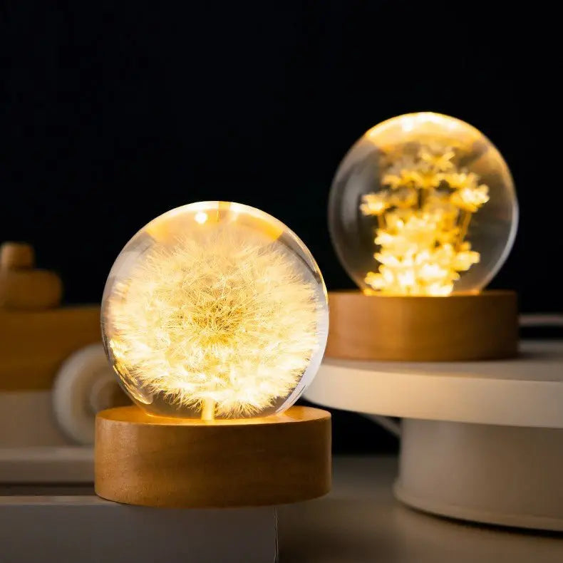 3D Flower Crystal Ball Night Light