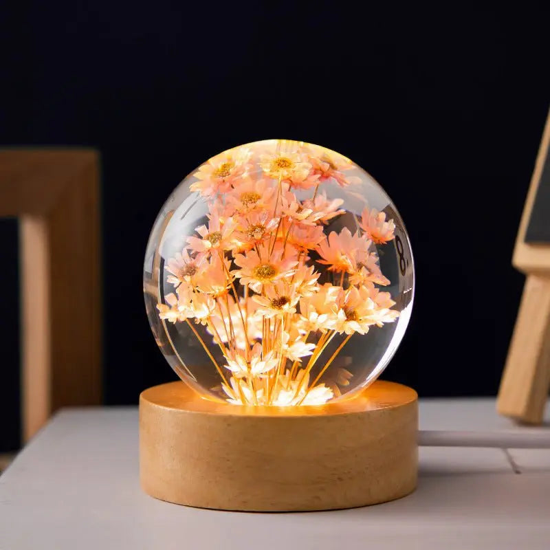 3D Flower Crystal Ball Night Light
