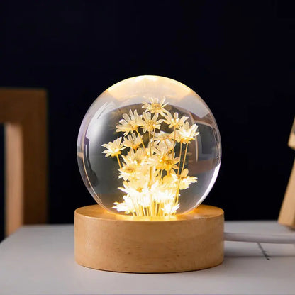 3D Flower Crystal Ball Night Light
