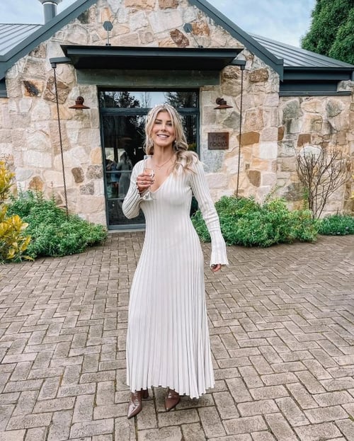 Sleeveless Ribbed Knit A-Line Midi Dress