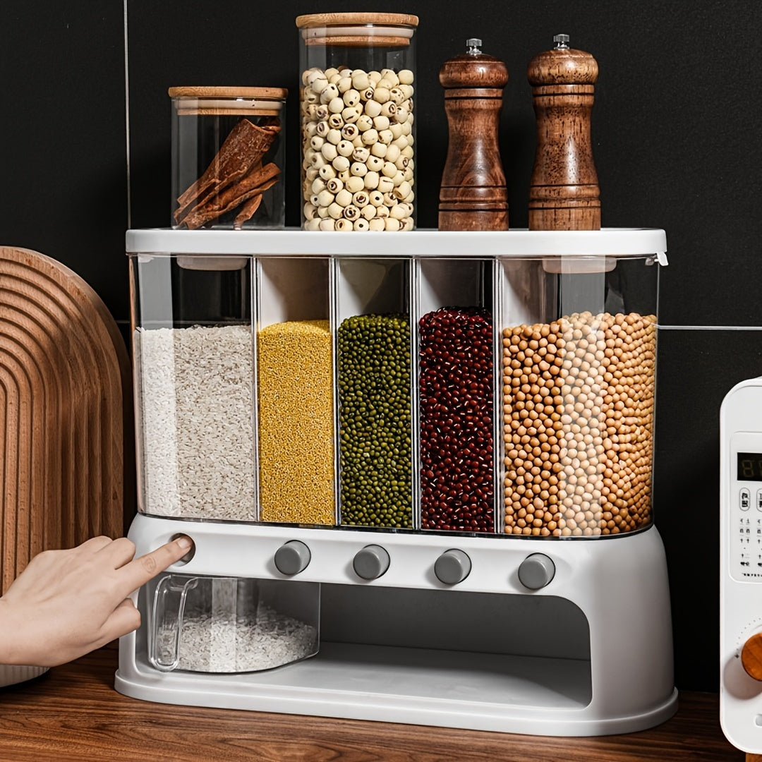 5-Compartment Food Storage Organizer with Dispenser