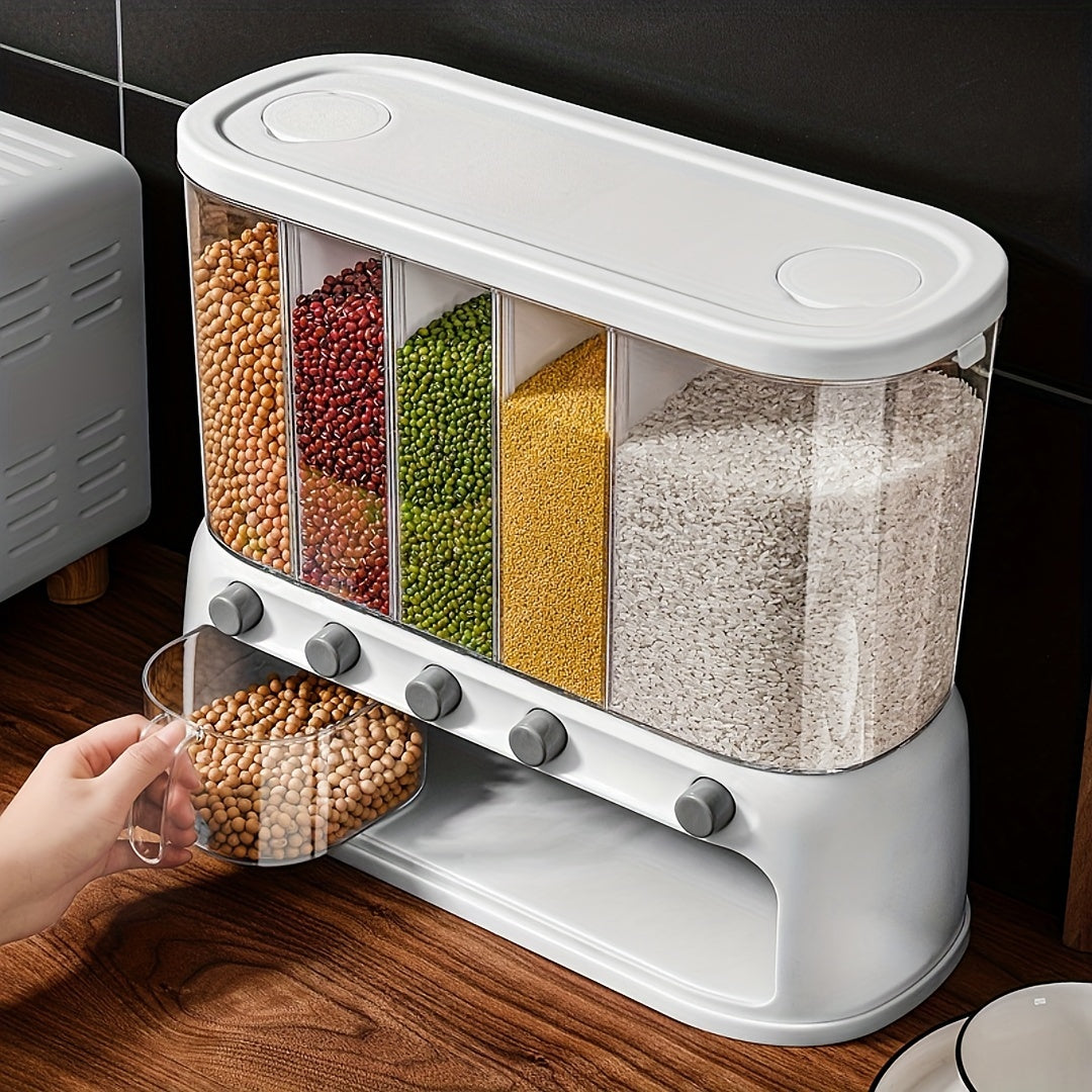 5-Compartment Food Storage Organizer with Dispenser