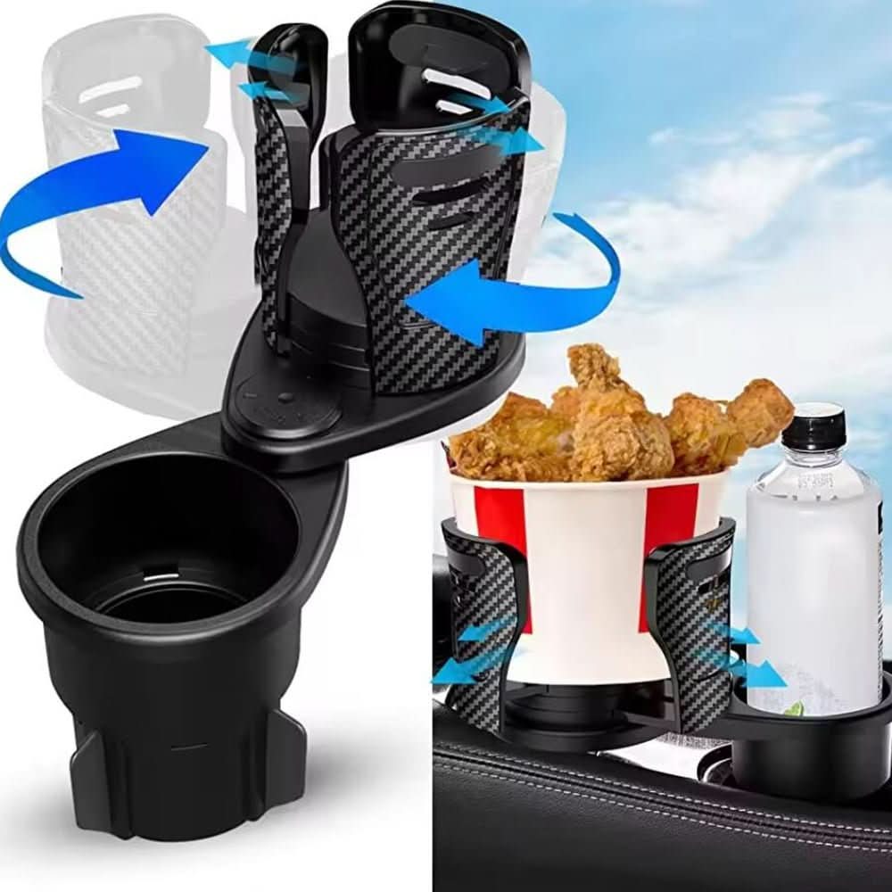 360-Degree Rotating Car Cup Holder for Two Drinks