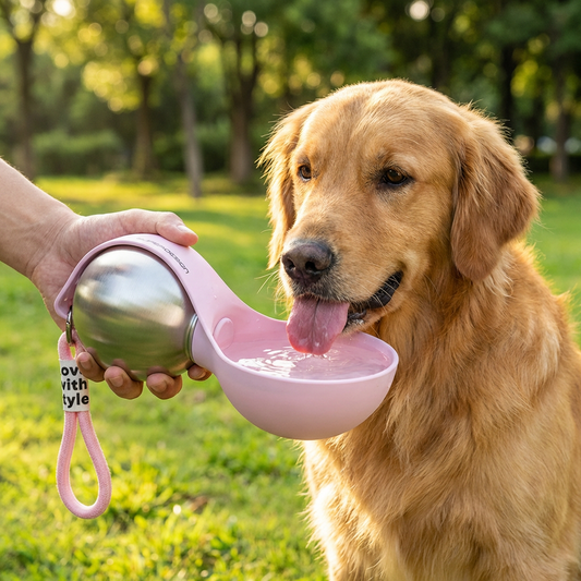 2-in-1 Dog Travel Water Bottle with Silicone Bowl