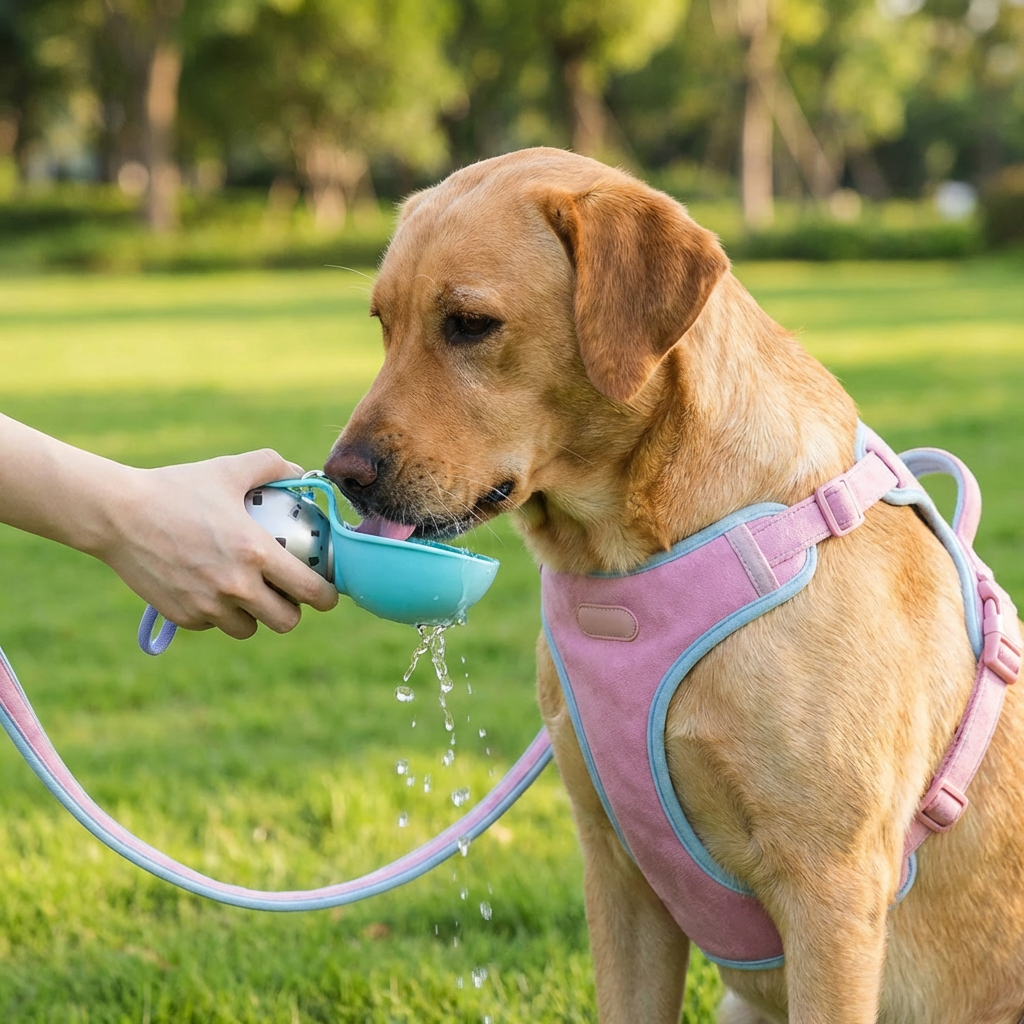 2-in-1 Dog Travel Water Bottle with Silicone Bowl